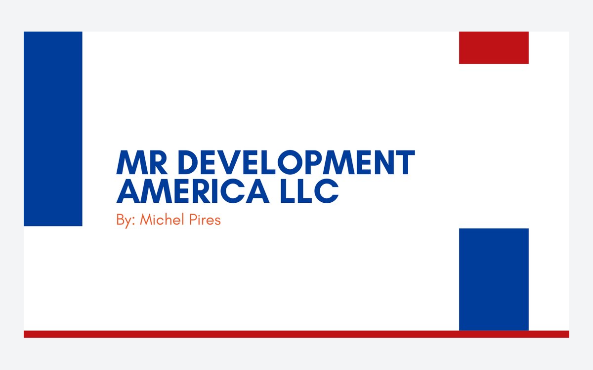 Capa da apresentação do empreendimento MR Development America